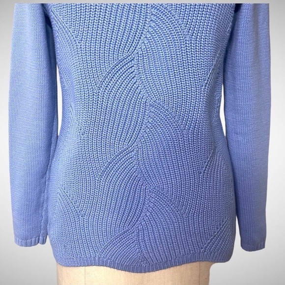 Talbots Pointelle Raglan Crew Neck Sweater XS Blue - Picture 6 of 9